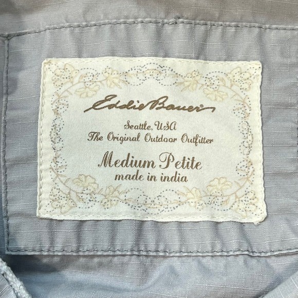 Eddie Bauer Womens Jacket Medium Petite Gray Cotton Utility Military Style - Picture 6 of 9